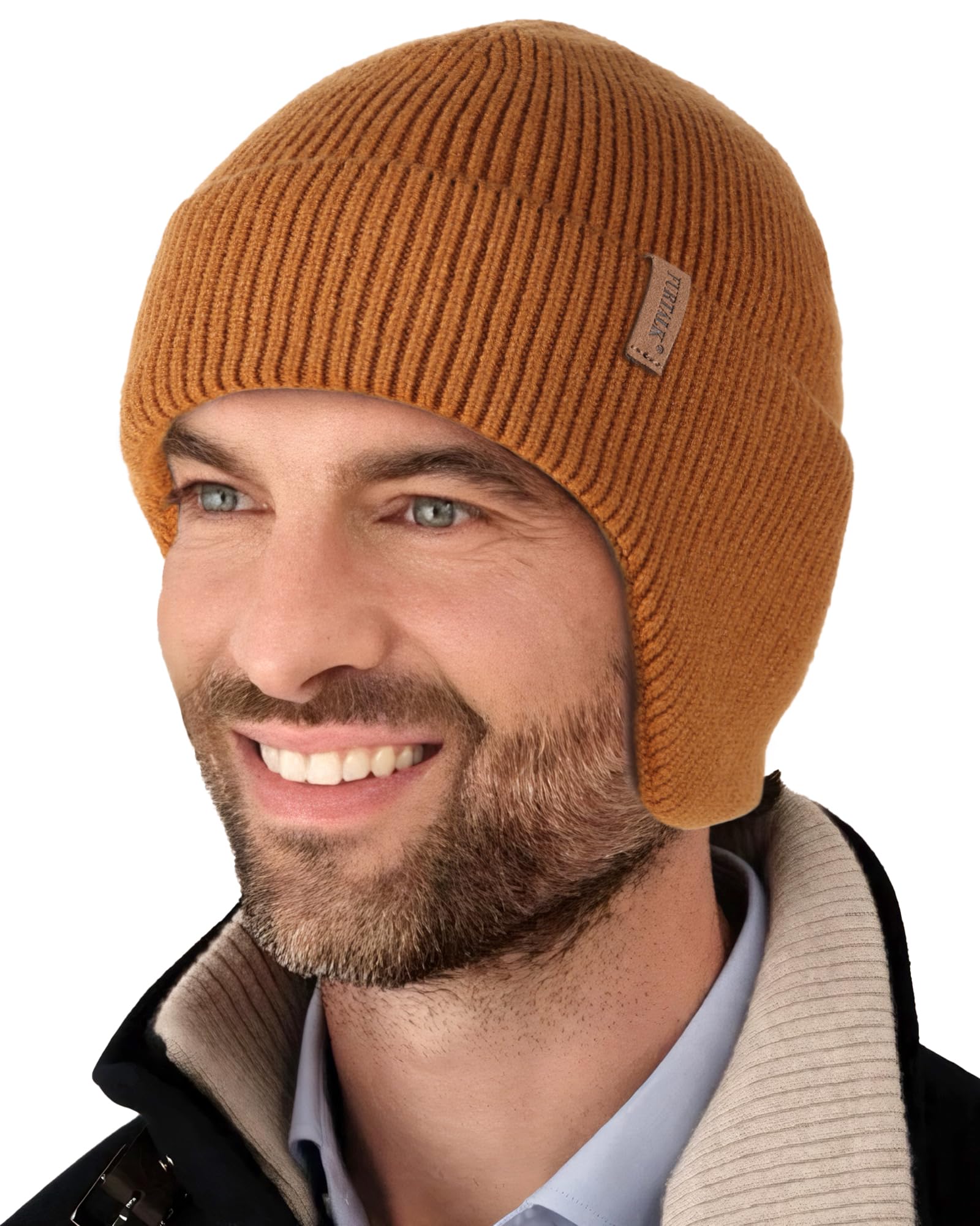 FURTALK Winter Beanie Hats with Earflap for Men Warm Fleece Line Knitted Outdoor Caps